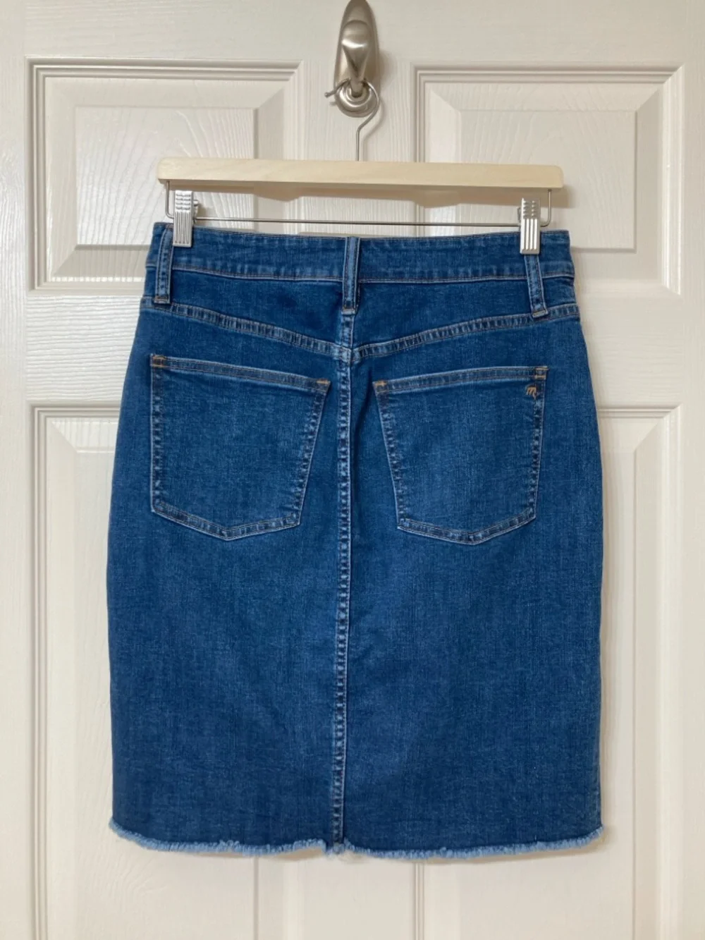 Madewell Dark Wash Front Slit Jean Skirt 28 Coastal Cowgirl Denim Preppy Summer
